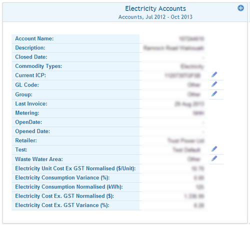 Electricty Accounts Table (Left)